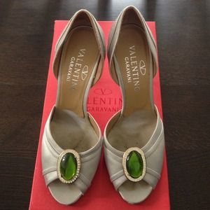 Valentino Silver Heels with Jewels Sz 36.5 Valentino Silver Heels with Jewels Sz 36.5