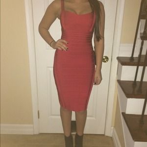 Lipstick red Herve leger dress Lipstick red Herve leger dress