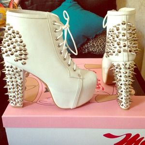 Jeffrey Campbell Spiked Lita, White Leather Jeffrey Campbell Spiked Lita, White Leather