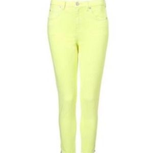 Topshop Pants - Topshop neon skinny pants with zipper Sz 6 Topshop Pants - Topshop neon skinny pants with zipper Sz 6