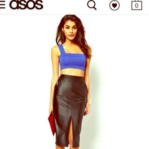 ASOS LEATHER WET LOOK MIDI PENCIL SKIRT US 6 NWT ASOS LEATHER WET LOOK MIDI PENCIL SKIRT US 6 NWT