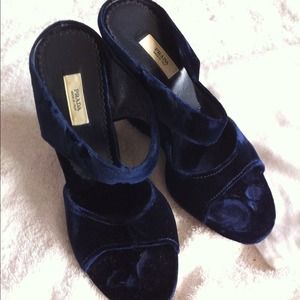 Velvet Prada wedge heels, size 36, dark royal blue Velvet Prada wedge heels, size 36, dark royal blue