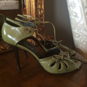 Valentino green leather ankle tie heels Valentino green leather ankle tie heels