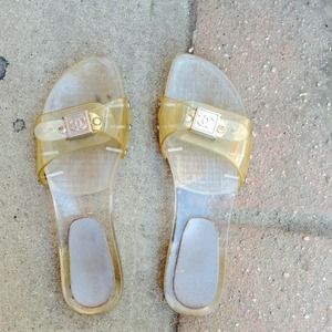 Chanel SZ 7 Clear Sandals Shoes Wedges Chanel SZ 7 Clear Sandals Shoes Wedges