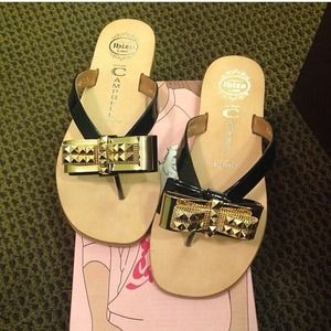 Jeffrey Campbell Esme Black Patent & Gold Sandals Jeffrey Campbell Esme Black Patent & Gold Sandals