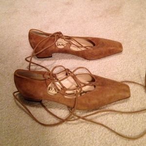Prada Gladiator-style suede shoes, size 38 1/2. Prada Gladiator-style suede shoes, size 38 1/2.