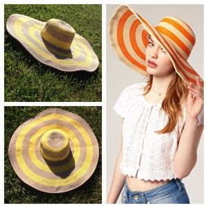 Magid Hats Accessories - Oversized Yellow Stripe Floppy Straw Sun Hat Magid Hats Accessories - Oversized Yellow Stripe Floppy Straw Sun Hat