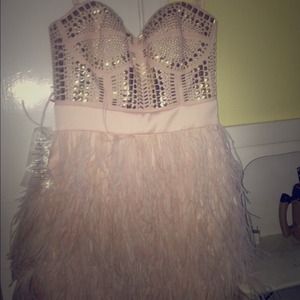 Bebe feather dress great for prom!! Bebe feather dress great for prom!!
