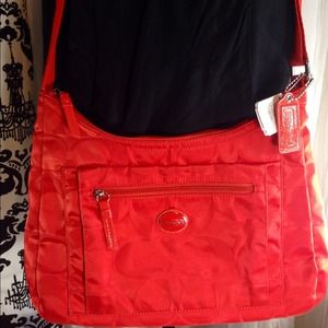Coach Vermillion Signature Nylon Crossbody Coach Vermillion Signature Nylon Crossbody