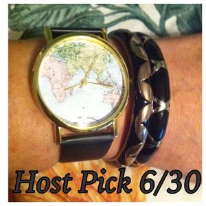 Host Pick World Map Watch Black Band Host Pick World Map Watch Black Band