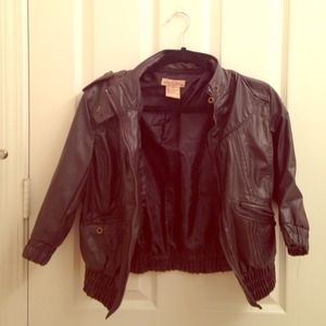 Brown leather cropped jacket Brown leather cropped jacket