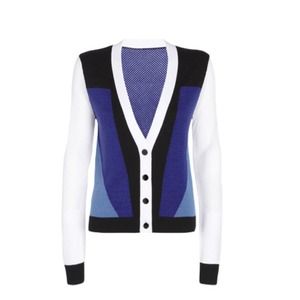 Peter Pilotto Cardigan in Blue/White Colorblock Peter Pilotto Cardigan in Blue/White Colorblock