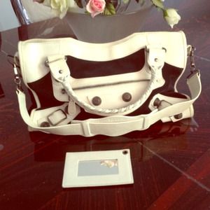 Balenciaga Black Suede White Leather City GHW Bag Balenciaga Black Suede White Leather City GHW Bag