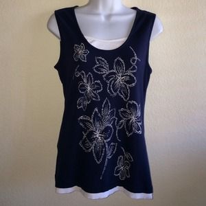Style & Co Sport Blue & White Top M Style & Co Sport Blue & White Top M
