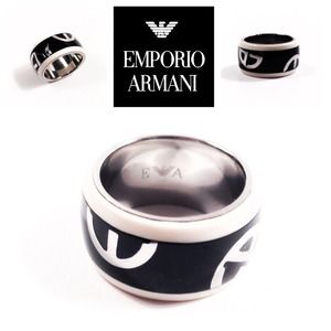 Emporio Armani Onyx & Silver Enamel Ring Emporio Armani Onyx & Silver Enamel Ring