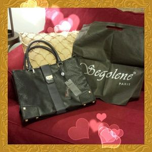 Segolene Paris Handbags - Segolene black vegan leather croc tote Segolene Paris Handbags - Segolene black vegan leather croc tote