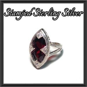 Sterling Silver Red Marquise Cut Ring Sterling Silver Red Marquise Cut Ring