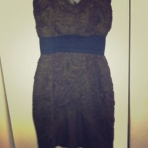 Brown rushed net dress Brown rushed net dress