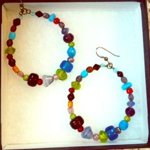 Multicolored glass hoop earrings Multicolored glass hoop earrings