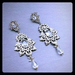 Fancy Silver Chandelier Bollywood Earrings Fancy Silver Chandelier Bollywood Earrings