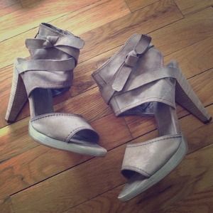 ALDO taupe suede heeled sandals with ankle strap ALDO taupe suede heeled sandals with ankle strap