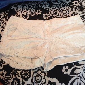 White shorts with flower texture White shorts with flower texture