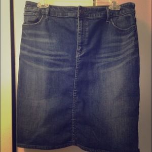 Anthropologie Denim Skirt With Ruffle Back Anthropologie Denim Skirt With Ruffle Back