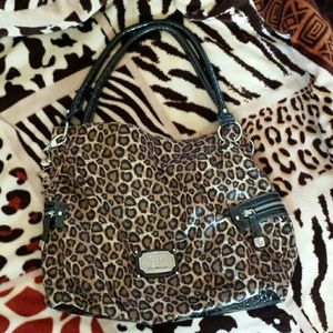 Gia Milani Handbags - Silky leopard hand bag, patent leather trimming Gia Milani Handbags - Silky leopard hand bag, patent leather trimming