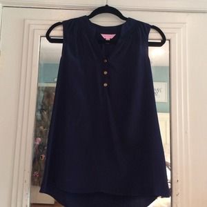 Lilly Pulitzer Tops - Lilly Pulitzer navy silk top Lilly Pulitzer Tops - Lilly Pulitzer navy silk top