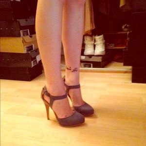 Sole society grey/brown strap pumps high heels Sole society grey/brown strap pumps high heels