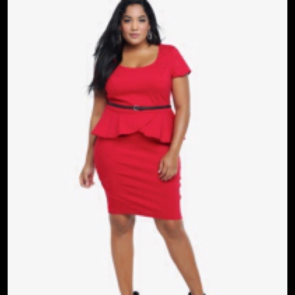 Red peplum dress with sleeves Red peplum dress with sleeves