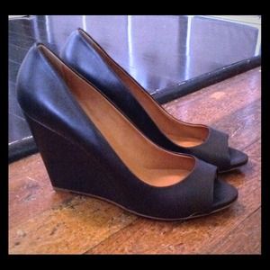 Madewell Black leather Peep toe wedges size 10 Madewell Black leather Peep toe wedges size 10