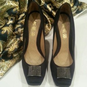 L.A.M.B. Black Satin High Heel Pumps - size 9 L.A.M.B. Black Satin High Heel Pumps - size 9