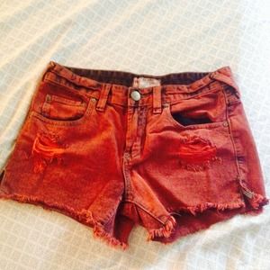 Free People red denim cutoff jean shorts 25 26 Free People red denim cutoff jean shorts 25 26