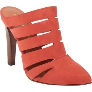 REBECCA MINKOFF Dasa Cutout Slide Sandals in Brick REBECCA MINKOFF Dasa Cutout Slide Sandals in Brick