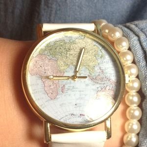 NWT White World Map Watch NWT White World Map Watch