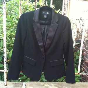 Black Blazer with Satin Trim Black Blazer with Satin Trim