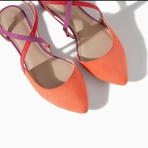 ļHost Pickļ Zara flats in orange size 8, new ļHost Pickļ Zara flats in orange size 8, new