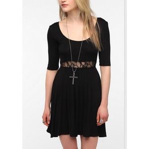 Urban Outfitters Black Knit Lace Waist Dress Urban Outfitters Black Knit Lace Waist Dress