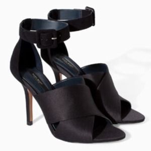 ZARA Satin Heels with Ankle Strap ZARA Satin Heels with Ankle Strap