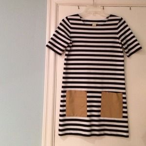 Club Monaco Dresses & Skirts - Club monaco striped dress with leather pockets. Club Monaco Dresses & Skirts - Club monaco striped dress with leather pockets.