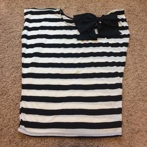 Forever 21 Tops - B&W stripped blouse with silk bow Forever 21 Tops - B&W stripped blouse with silk bow