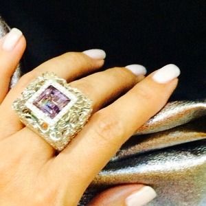 Carol Brodie Jewelry - SS/ Rhodium Plated Ring with Pink Amethyst. Carol Brodie Jewelry - SS/ Rhodium Plated Ring with Pink Amethyst.
