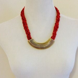 Gold & Beaded Braided Statement Necklace Gold & Beaded Braided Statement Necklace