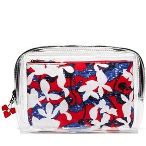 Peter Pilotto Clear & Red Floral Pouch Set Peter Pilotto Clear & Red Floral Pouch Set