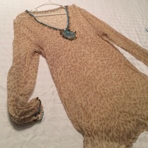 Tan cheetah tunic/cover up Tan cheetah tunic/cover up