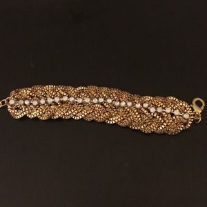 Braided gold bracelet with rhinestones (piperlime) Braided gold bracelet with rhinestones (piperlime)