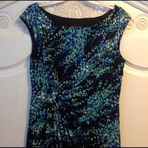 Connected Apparel Dresses & Skirts - Black slinky dress with white/turquoise flowers Connected Apparel Dresses & Skirts - Black slinky dress with white/turquoise flowers