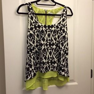 Collective Concepts Tops - NWT Black, White, & Chartreuse Geometric Tank Collective Concepts Tops - NWT Black, White, & Chartreuse Geometric Tank