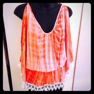 Bright Top with embroidery trim detail Bright Top with embroidery trim detail